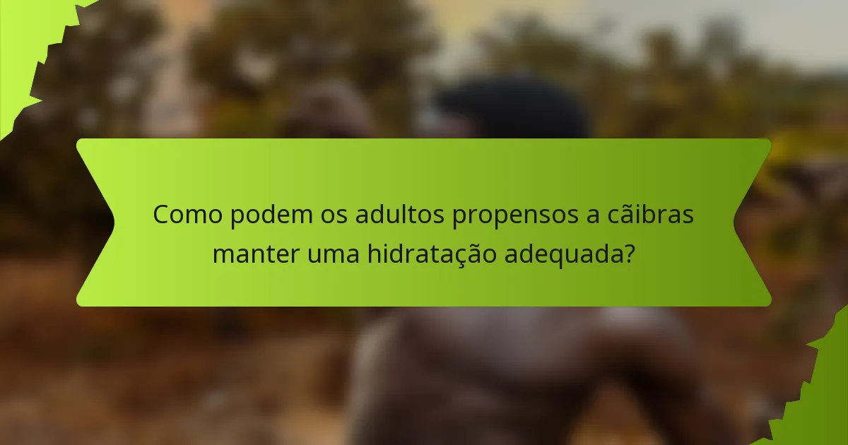 Como podem os adultos propensos a cãibras manter uma hidratação adequada?